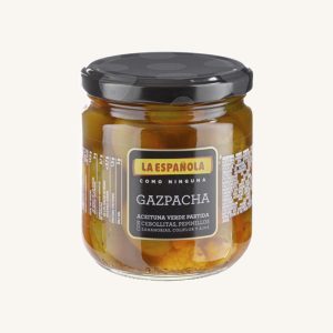 La Española Gazpacha split green olives, manzanilla variety, jar 195 gr drained